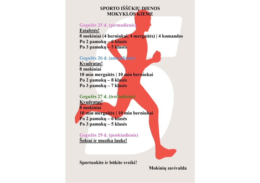 Sporto iššūkių dienos mokykloje